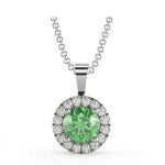 9K Gold Round Cut Emerald & Diamond Pendant 0.50 Carat