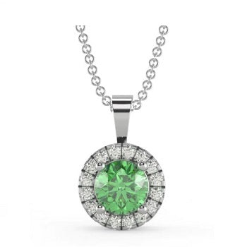 9K Gold Round Cut Emerald & Diamond Pendant 0.50 Carat