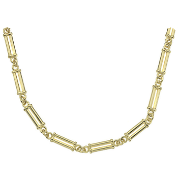 18K Gold Double Round Pillar Ladies Necklace