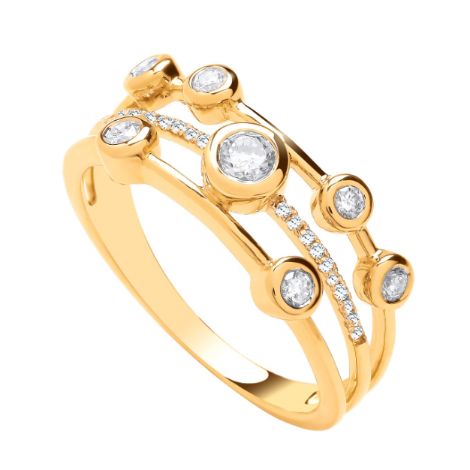 9K Yellow Gold Diamond Bubble Ring 0.33 Carat