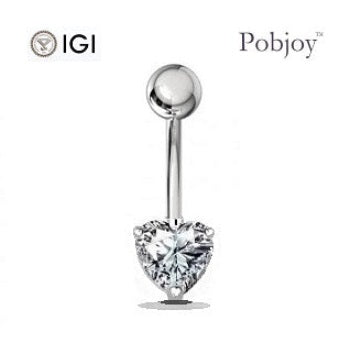 1.00 Carat Silver Heart Lab Diamond Belly Ring E/VS1