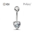 1.00 Carat Silver Heart Lab Diamond Belly Ring E/VS1