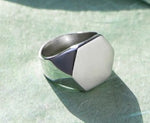 Handmade Mens Sterling Silver Hexagonal Ring - Pobjoy Diamonds