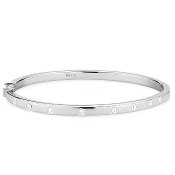 9K White Gold Lab Diamond Studded Hinged Bangle