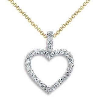 18K Gold 0.60 Carat Diamond Heart Pendant Necklace - Pobjoy Diamonds