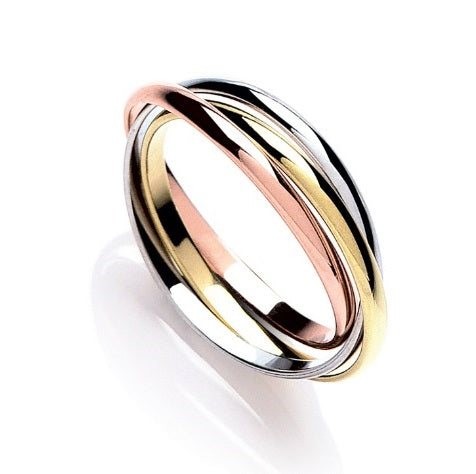 9K Gold Three Colour Russian Wedding Band - Pobjoy Diamonds