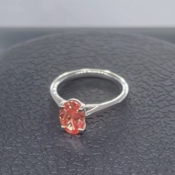 0.90 carat fancy intense pink oval lab grown diamond ring