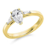 Pear Cut Diamond & Side Baguettes Ring - Pobjoy Diamonds