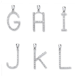 9K White Gold & Diamond Letter Pendant A-V 25mm Height - Pobjoy Diamonds