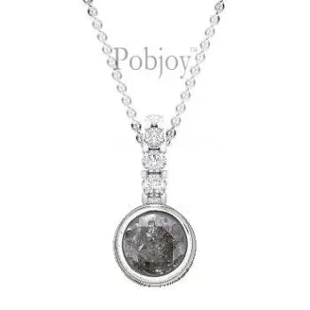 Salt & Pepper Round Diamond Drop Pendant Necklace