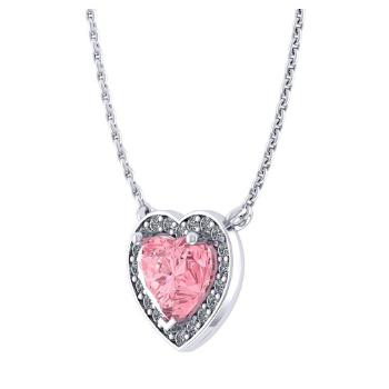 Lab Grown 1.10 Carat Vivid Pink Heart Diamond Necklace