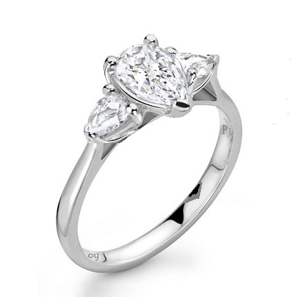 Three stone pear shaped lab grown diamond ring - Pobjoy Diamonds