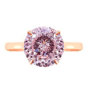 Fancy Intense Pink Modified Brilliant Cut Lab Grown Diamond Ring