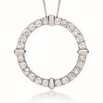 9K White Gold Diamond Circle Pendant Necklace 1.00 Carat