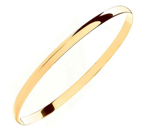 9K Yellow Gold D-Shaped Ladies Bangle -