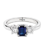 Blue Sapphire & Diamond Trilogy Engagement Ring-Pobjoy Diamonds