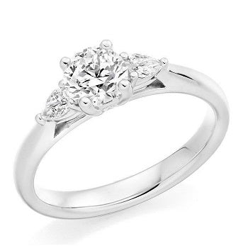 Round & Pear Cut Diamond Trilogy Ring - Pobjoy Diamonds