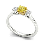 Yellow Cushion Lab Grown Diamond Trilogy Engagement Ring