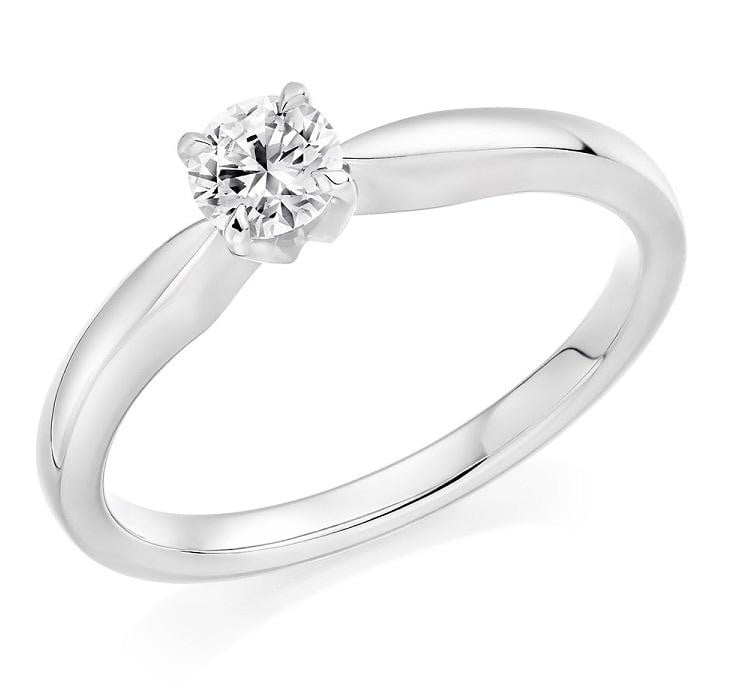 950 Platinum 0.25 Round Brilliant Cut Solitaire Diamond Ring F/VS1 Pobjoy Diamonds