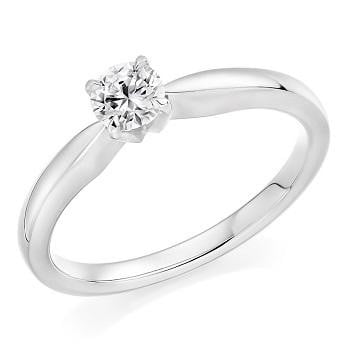 950 Platinum 0.25 Round Brilliant Cut Solitaire Diamond Ring F/VS1 Pobjoy Diamonds