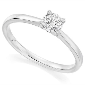 18K White Gold 0.75 Carat Round Brilliant Cut Solitaire Diamond Ring 