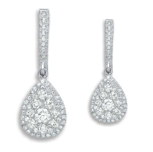 18K White Gold 0.75 CTW Diamond Pear Drop Earrings G-H/Si - Pobjoy Diamonds