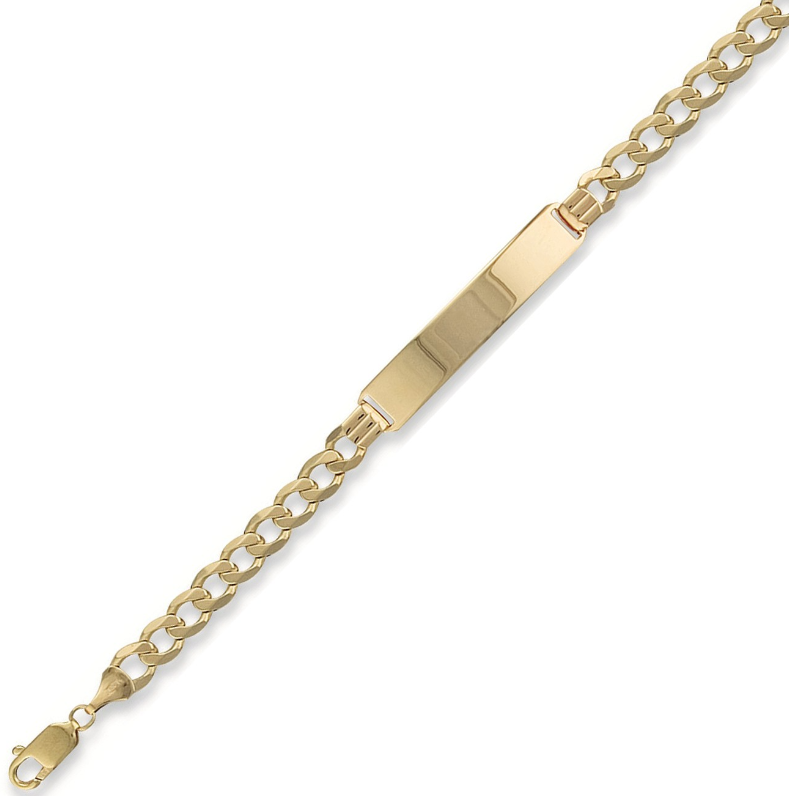  Curb 9K Yellow Gold Identity Bracelet