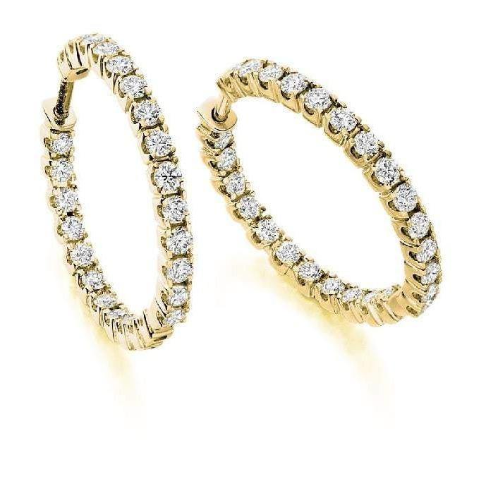 18K Gold 1.00 Carat Diamond Hoop Earrings F/VS