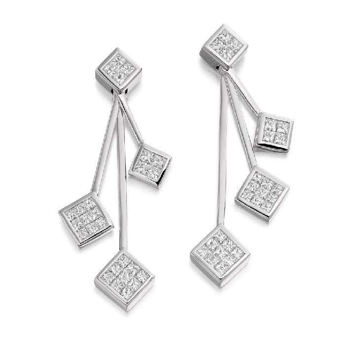 950 Palladium & Four Tier 1.10 CTW Diamond Drop Earrings