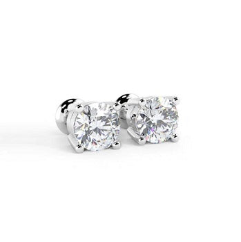 18K White Gold 1.20 Carat Lab Grown Diamond Stud Earrings - F/VS1