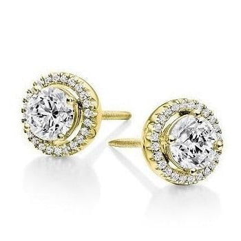 9K Gold Round Diamond Cluster Earrings 0.86 Carat - Pobjoy Diamonds