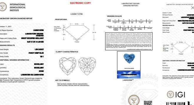 Fancy Deep Blue Heart Shape Lab Grown Diamond 1.50 Carat - Pobjoy Diamonds