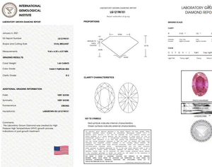 Oval Cut Fancy Purplish Red Lab Grown Diamond 1.66 Carat - Pobjoy Diamonds