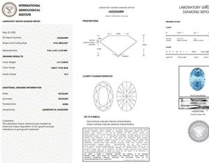 18K Gold Oval Cut Fancy Vivid  Blue Lab Grown Diamond Ring - Pobjoy Diamonds