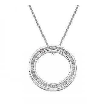 18K White Gold & Channel Set Diamond Pendant - Pobjoy Diamonds