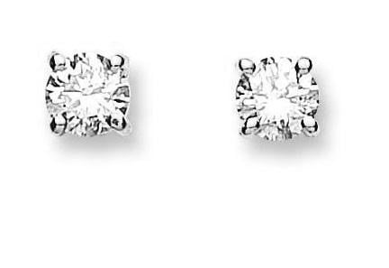 18K White Gold Claw Set Brilliant Round Cut Solitaire Diamond Earrings. Pobjoy Surrey