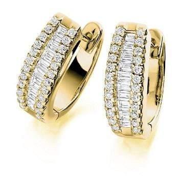 18K yellow gold and 1.50 CTW round and princess cut diamond hug earrings Pobjoy Diamond