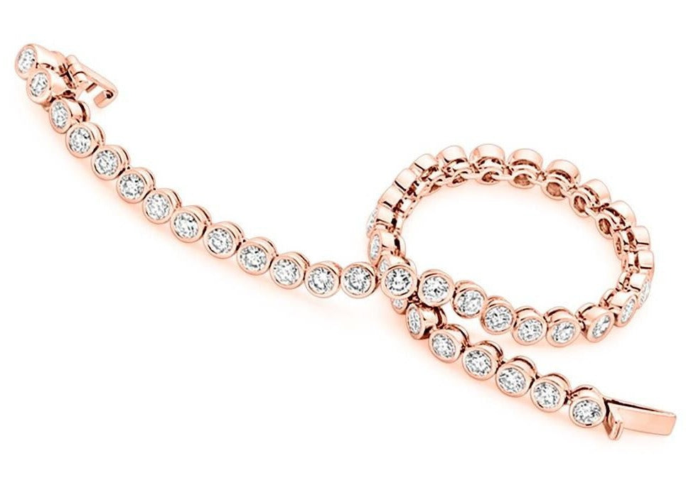 9K Rose Gold Diamond Tennis Bracelet 4.00 Carats - Pobjoy Diamonds