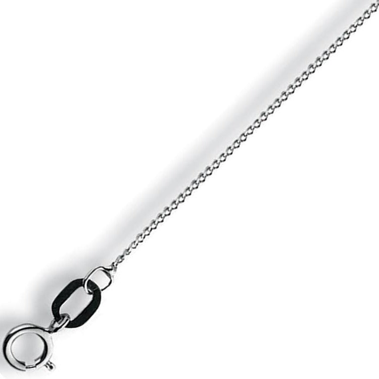 18K White Gold Diamond-Cut Ladies Curb Neck Chain - Pobjoy Diamonds