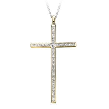 18K Yellow Gold 0.70 Carat Diamond Cross Pendant