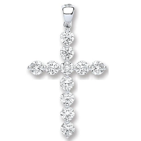 Gender Free 18K White Gold & Diamond Cross Pendant 0.70 Carats