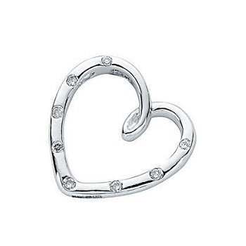 18K White Gold & Studded Diamond Heart Pendant - Pobjoy Diamonds