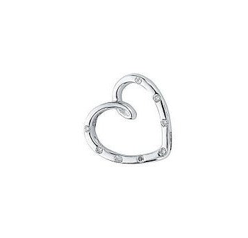 18K White Gold & Studded Diamond Heart Pendant