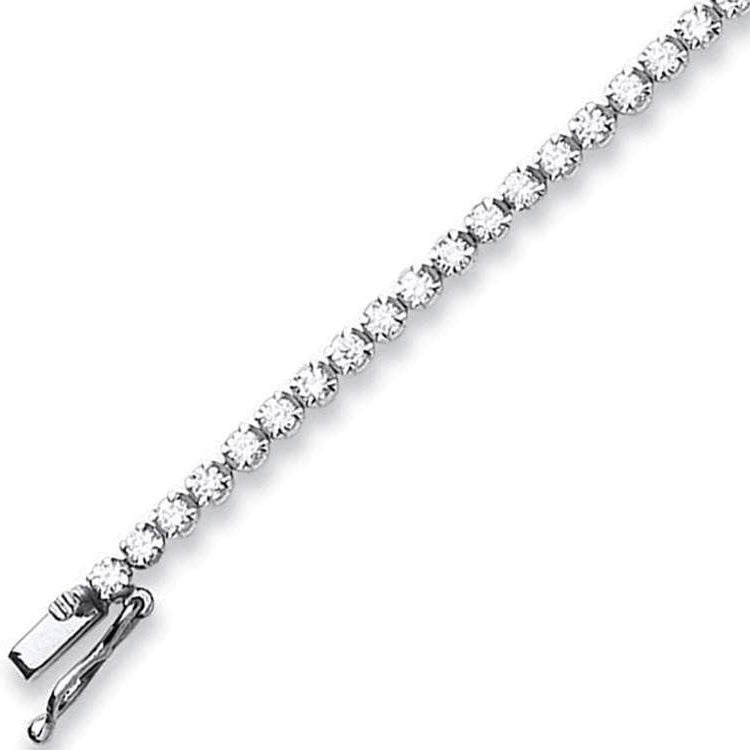 18K White Gold Diamond Tennis Bracelet 1.00 CTW-H/Si - Pobjoy Diamonds