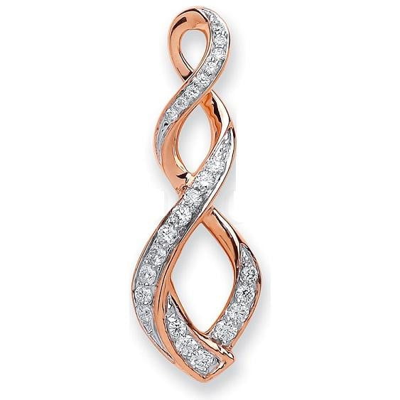 18K rose gold and diamond, twist drop earrings from Pobjoy Diamonds