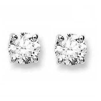 Gold 1.00 Carat Round Brilliant Cut Diamond Stud Earrings - Pobjoy Diamonds