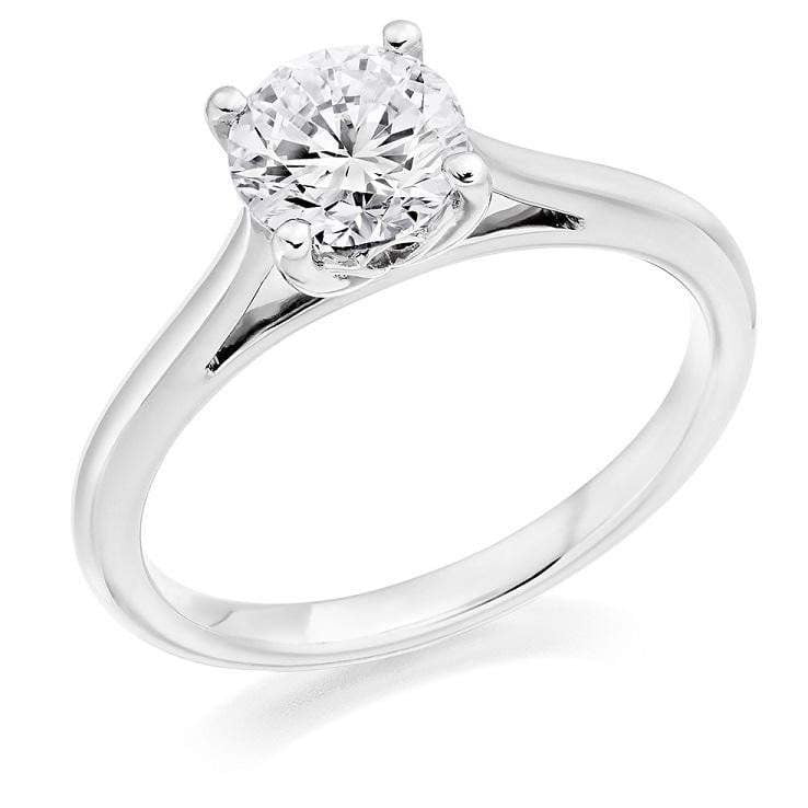 950 Platinum 1.00 Carat Solitaire Round Brilliant Cut Cathedral Diamond Ring F/VS1 - Pobjoy Diamonds