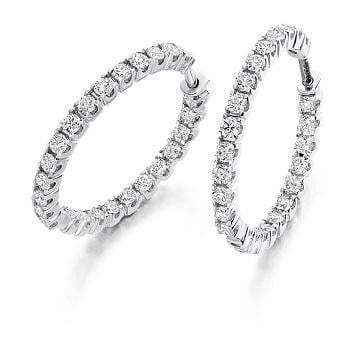 18K gold claw set 1.00 carat diamond hoop earrings-Pobjoy Diamonds