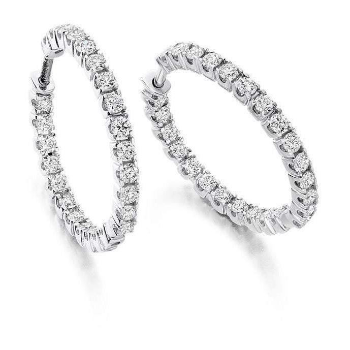 18K Gold Diamond Hoop Earrings 1.00 Carat