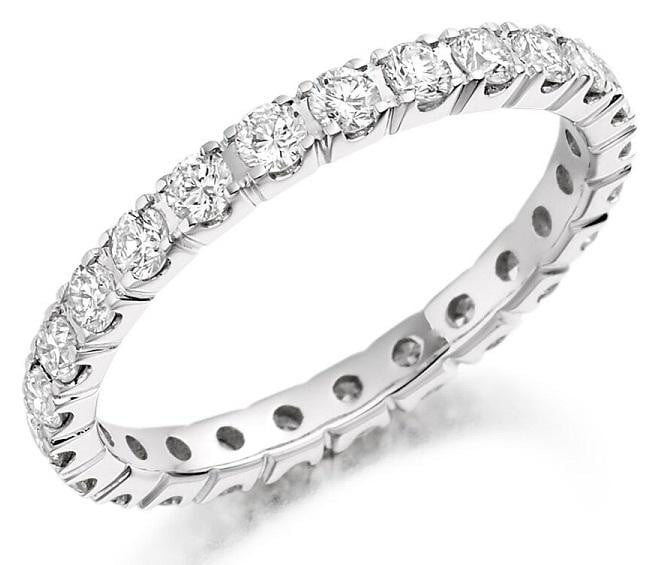 18K White Gold  Full Eternity 1.00 CTW Round Cut Diamond Ring - Pobjoy Diamonds